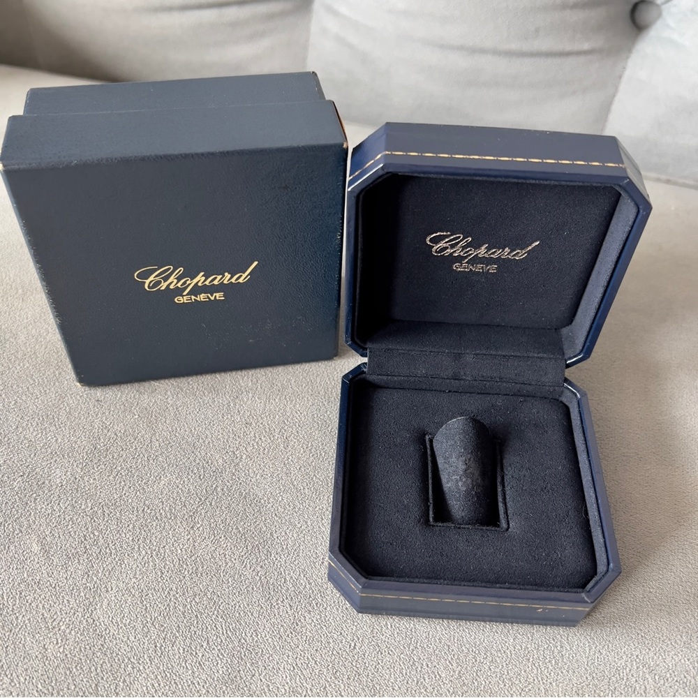 CHOPARD Blue Ring Box + Outer Box 3.80x3.80x1.75 inches